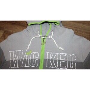 Wicked Hoodie Zip Up Sweatshirt Men’s Womans XL Green Zipper Wicked Broadway